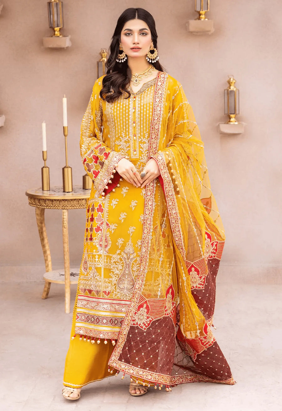 Embroidered Chiffon 3 Piece Unstitched Suit ALC-PARAS-24 - Party Wear - TAHZEEB
