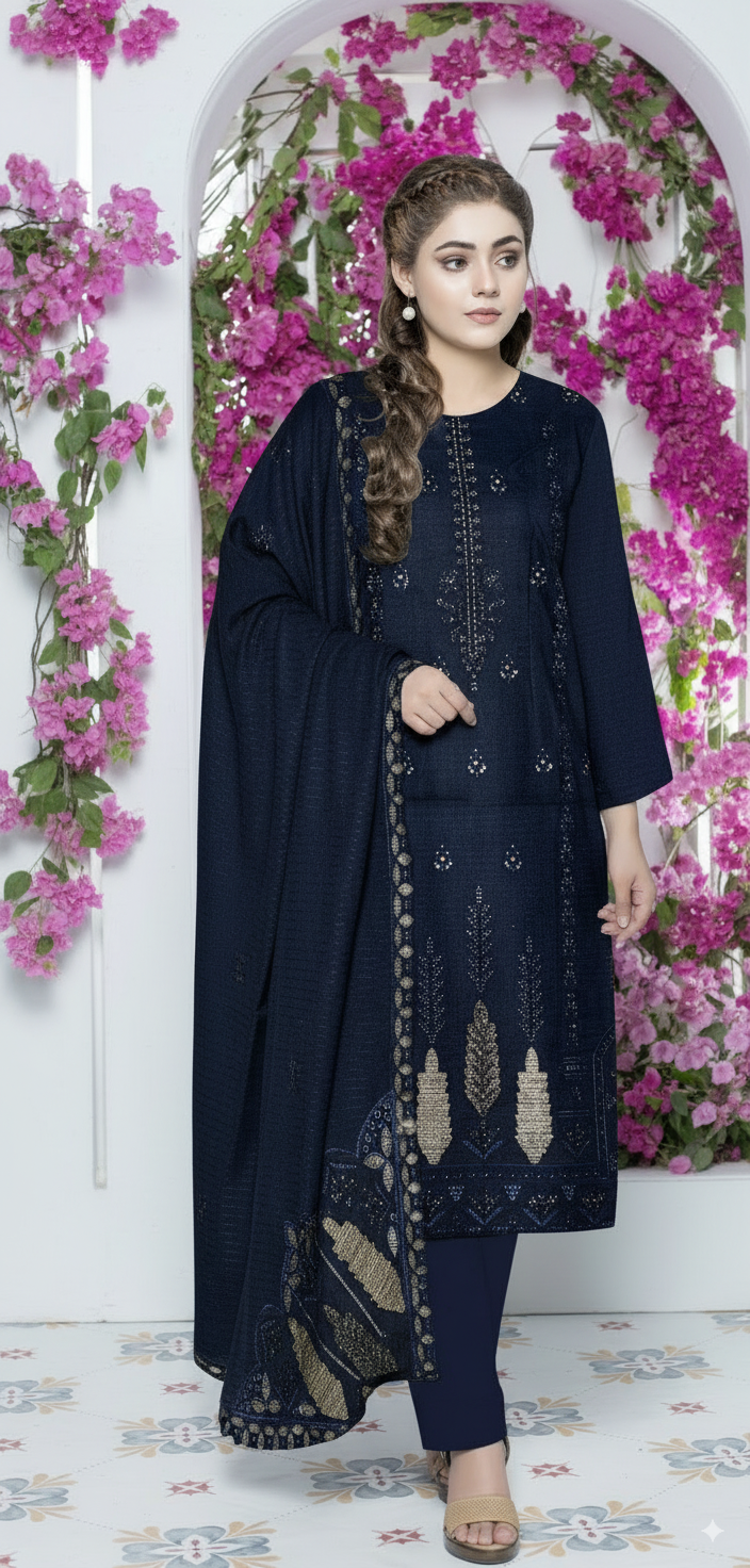 3PCS|UNSTITCHED|HEAVY EMBROIDERY|TERE BIN|CODE 22|