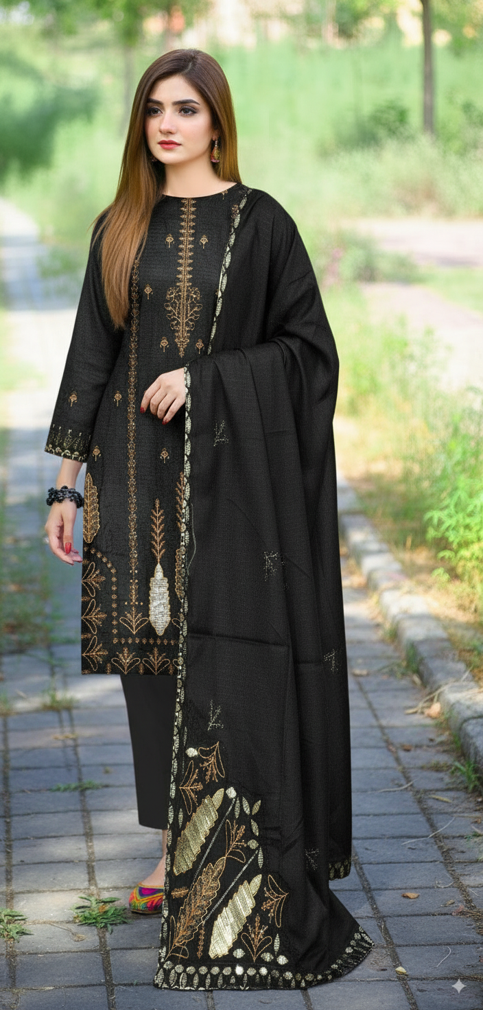 3PCS|UNSTITCHED|HEAVY EMBROIDERY|TERE BIN|CODE 23|