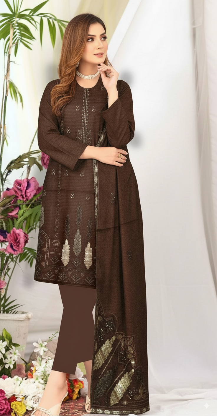 3PCS|UNSTITCHED|HEAVY EMBROIDERY|TERE BIN|CODE 24|