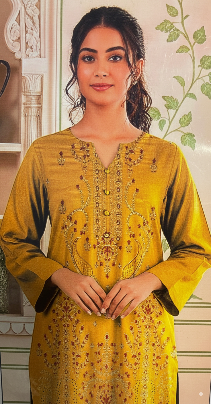 PREMIUM DHANAK|3PCS UNSTITCHED| HEAVY EMBROIDERY|CODE 30|