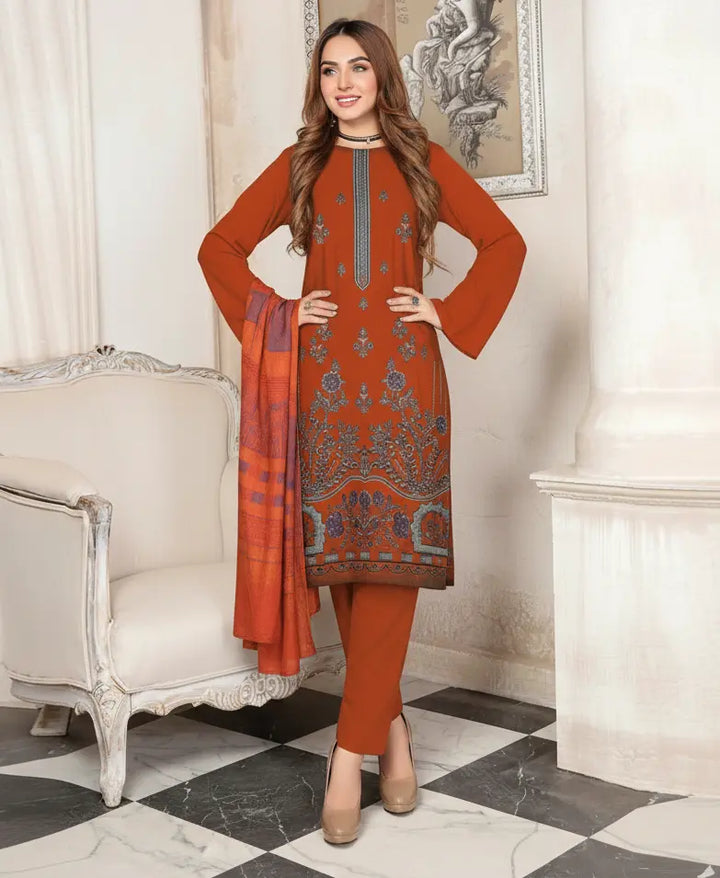 DHANAK MARINA|3PCS UNSTITCHED|HEAVY EMBRODERY|CODE 12|