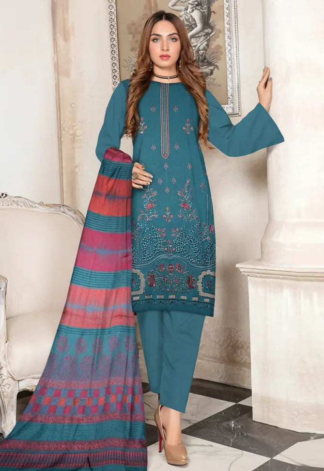 DHANAK MARINA|3PCS UNSTITCHED|HEAVY EMBRODERY|CODE 13|