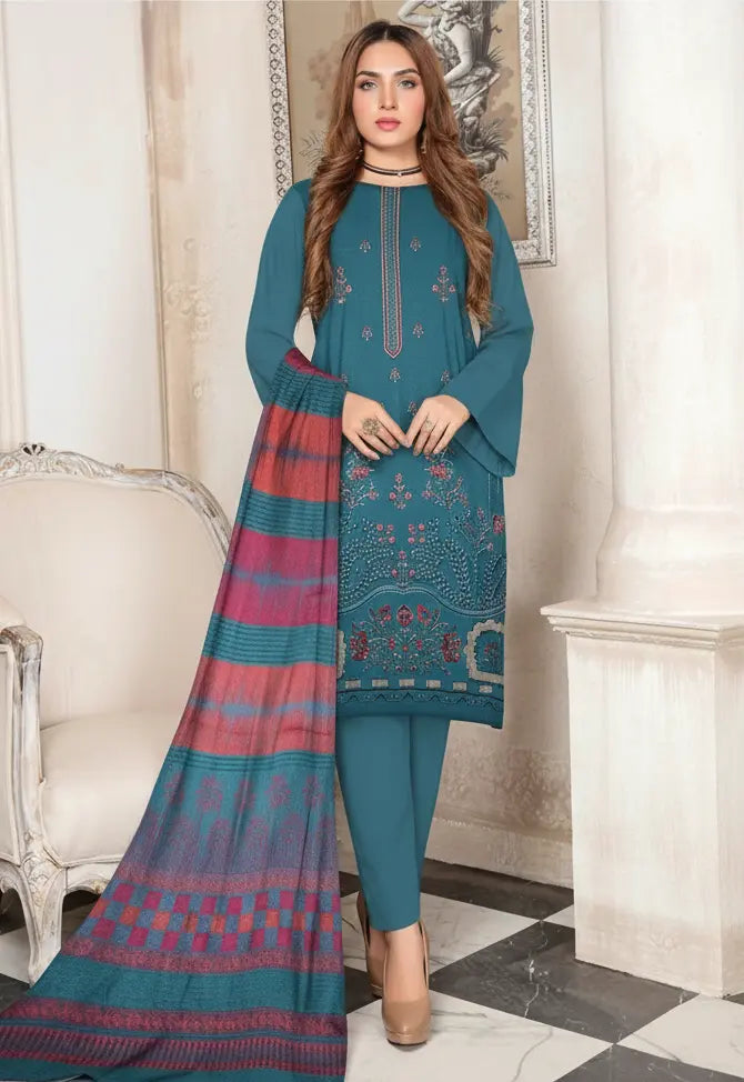 DHANAK MARINA|3PCS UNSTITCHED|HEAVY EMBRODERY|CODE 13|