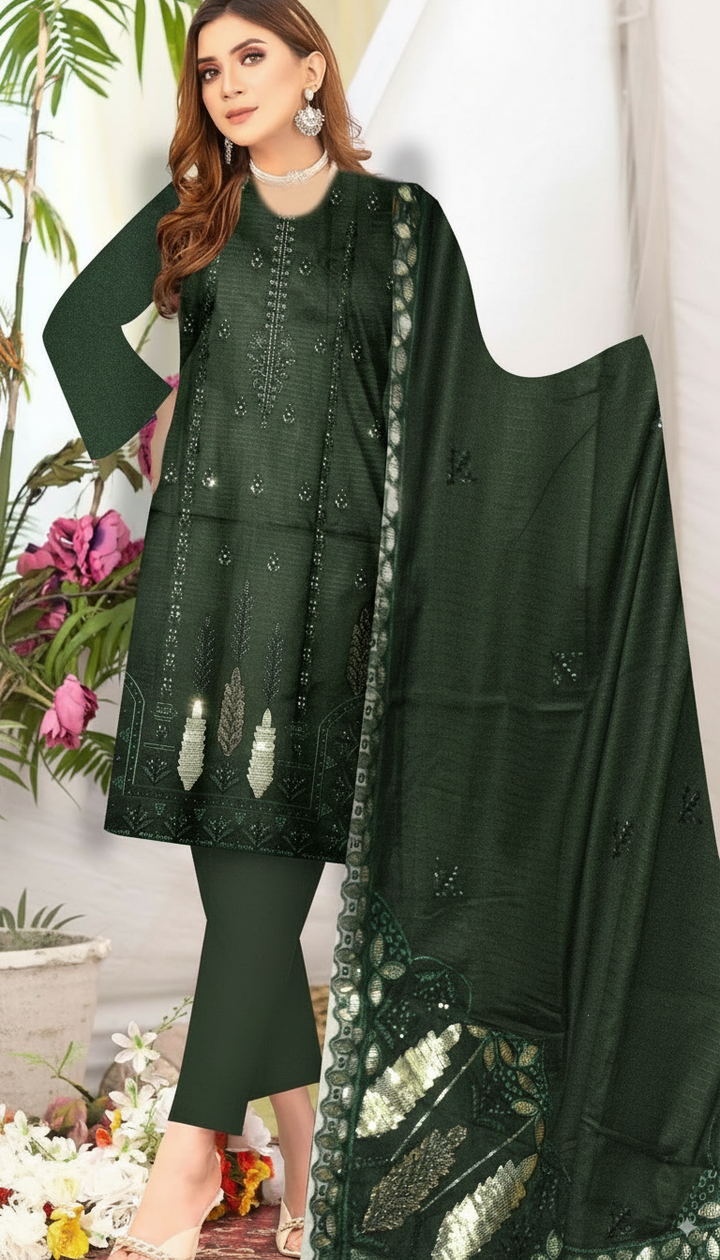3PCS|UNSTITCHED|HEAVY EMBROIDERY|TERE BIN|CODE 20|