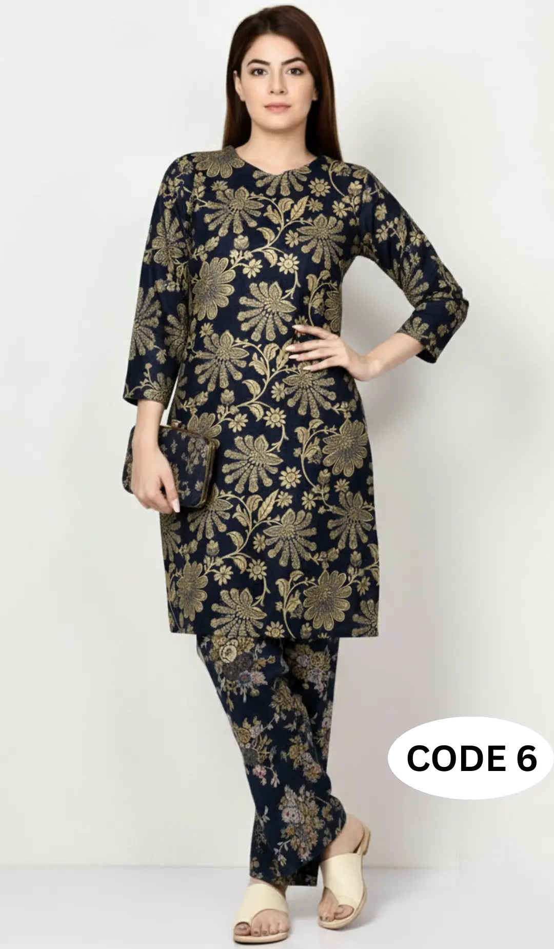 Premium Winter Khaddar Fabric|2Pcs Unstitched Cloth| code 6