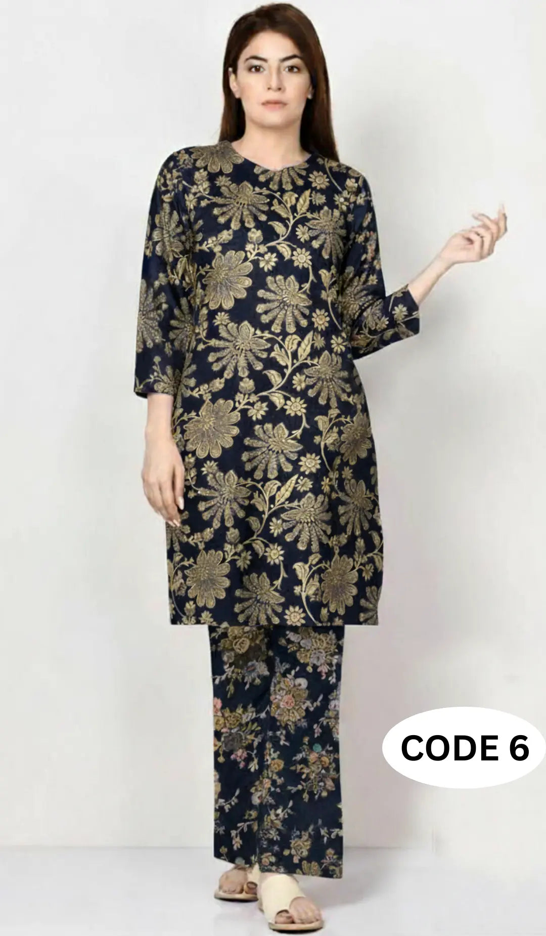 Premium Winter Khaddar Fabric|2Pcs Unstitched Cloth| code 6