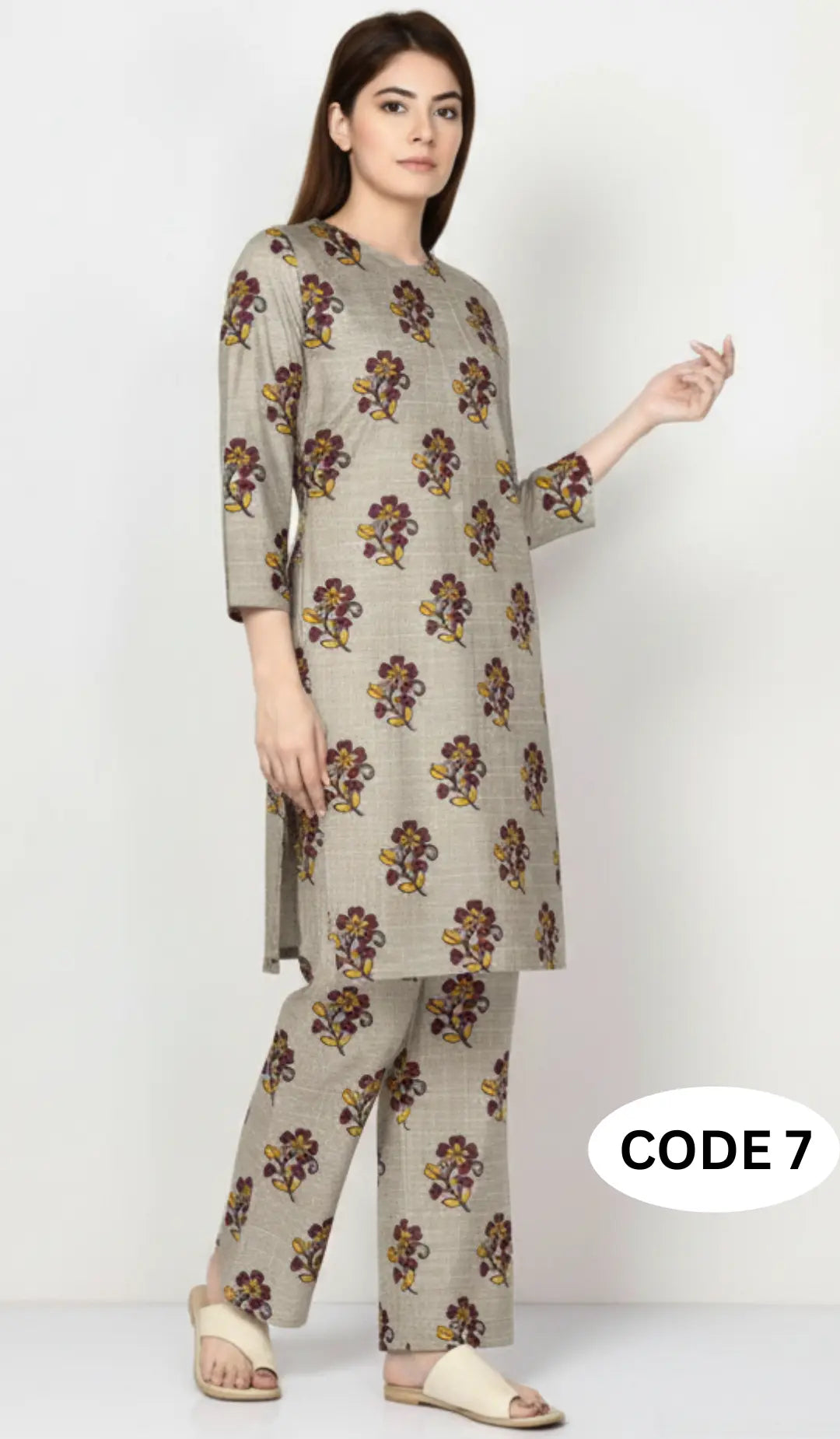 Premium Winter Khaddar Fabric|2Pcs Unstitched Cloth| code 7