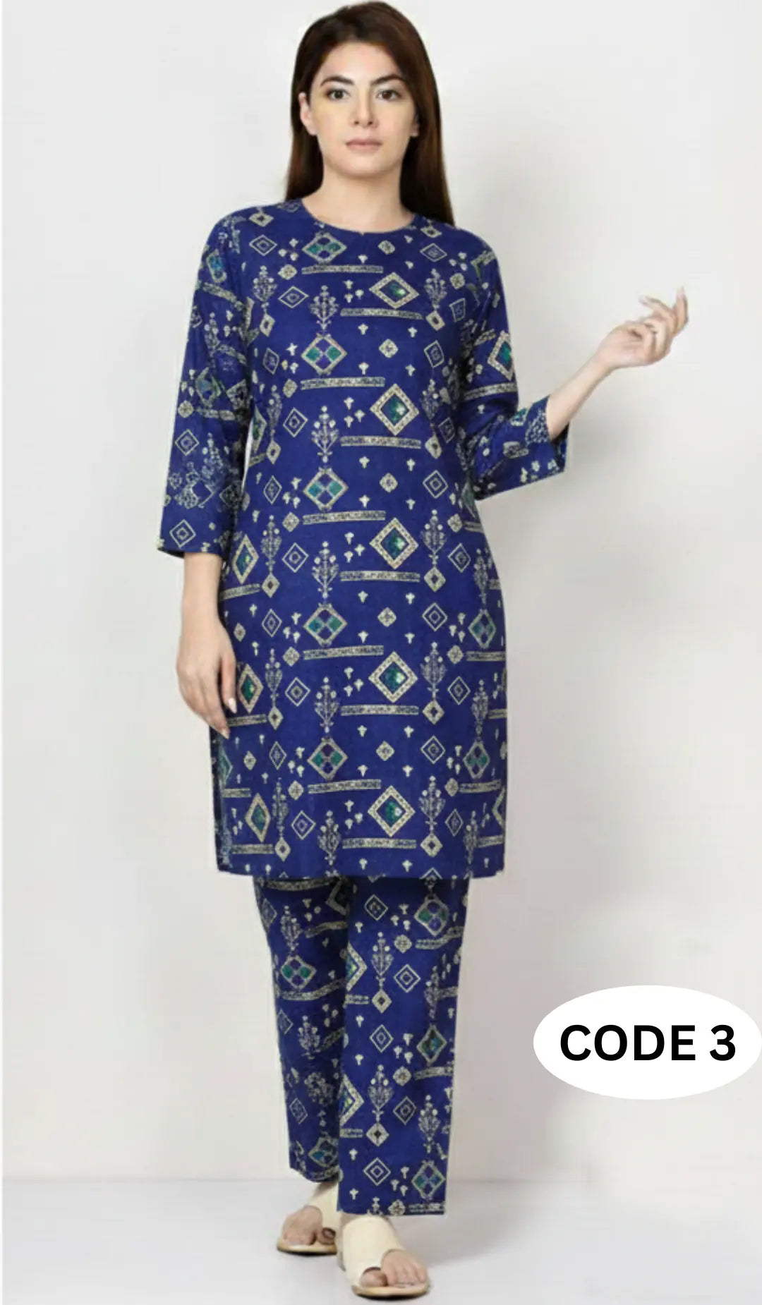 Premium Winter Khaddar Fabric|2Pcs Unstitched Cloth| code 3