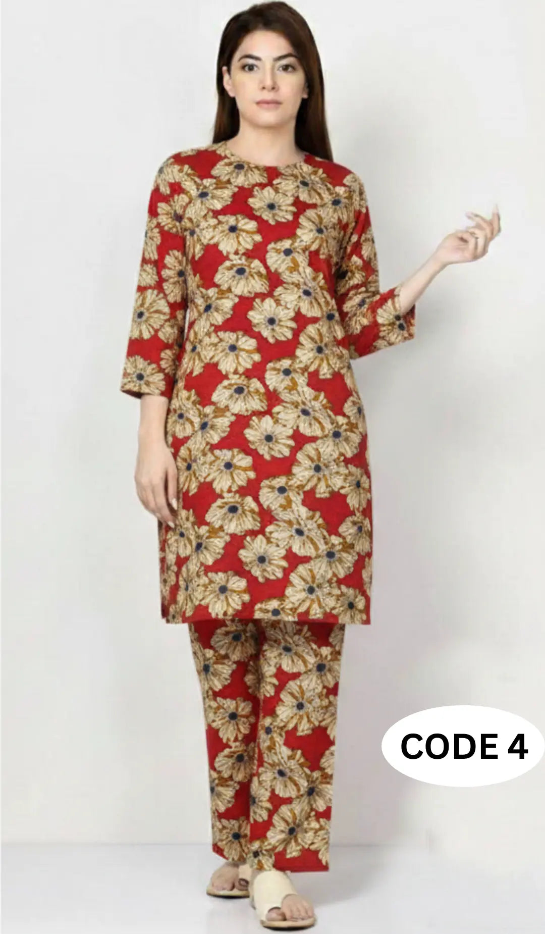 Premium Winter Khaddar Fabric|2Pcs Unstitched Cloth| code 4