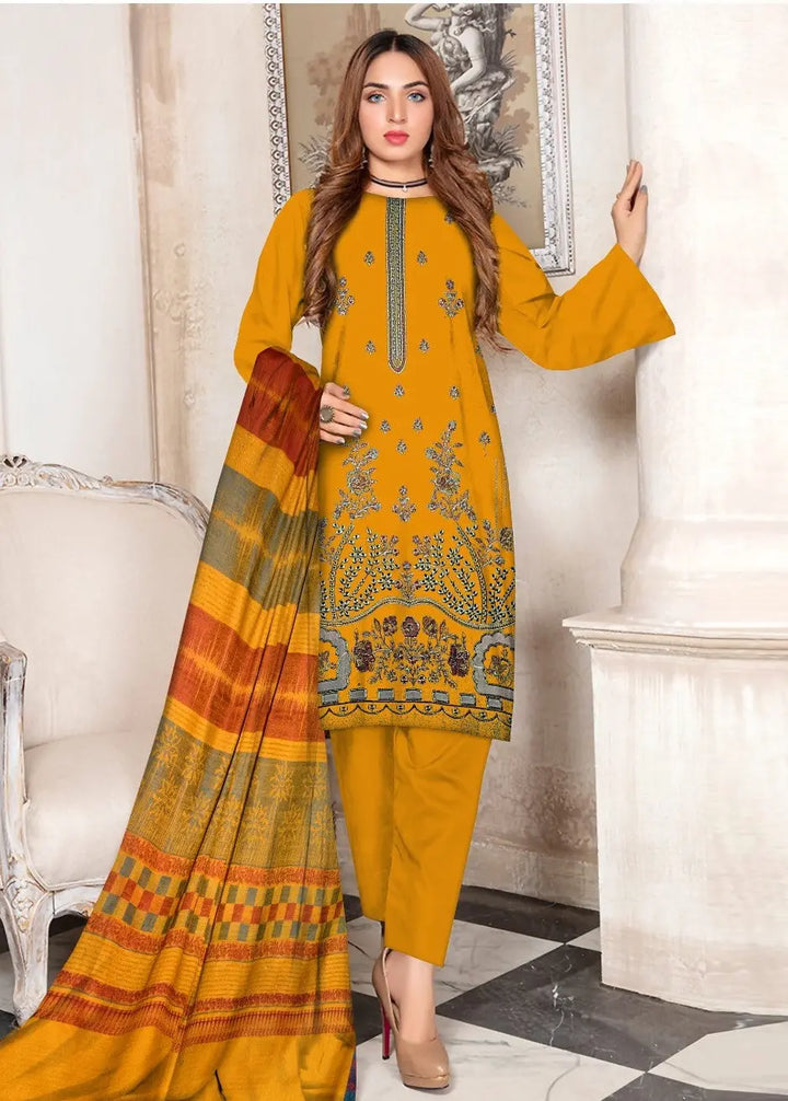 DHANAK MARINA|3PCS UNSTITCHED|HEAVY EMBRODERY|CODE 8|