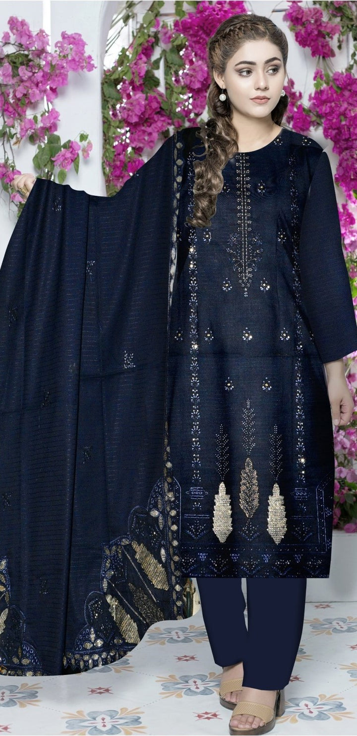 3PCS|UNSTITCHED|HEAVY EMBROIDERY|TERE BIN|CODE 22|